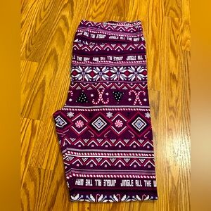 LuLaRoe Christmas candy cane leggings sz TC